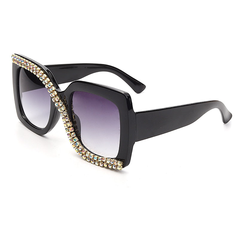 Diamond Square Sunglasses Women 2022 Luxury Vintage Oversize Sunglasses Unique One Piece Rhinestone Glasses Shades gafas de sol