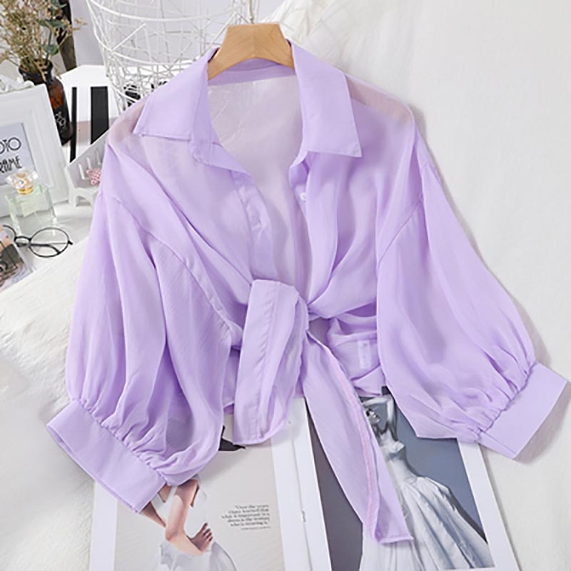 HELIAR Chiffon Shirts Women Half Sleeve Button Up Chiffon Blouses Female Blusa Feminina OL Shirts For Women 2020 Autumn