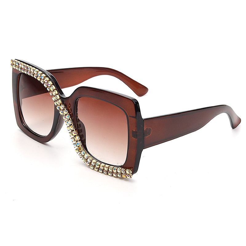 Diamond Square Sunglasses Women 2022 Luxury Vintage Oversize Sunglasses Unique One Piece Rhinestone Glasses Shades gafas de sol