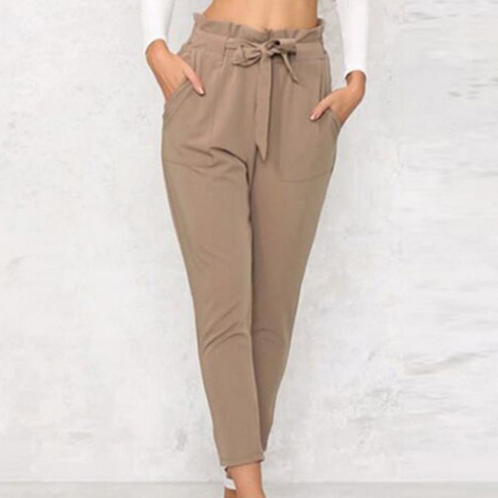 Solid Color Woman Pants Elastic High Waist Skinny Pants for Women Sliming Cropped Pencil Pants Long Trousers femme pantalon