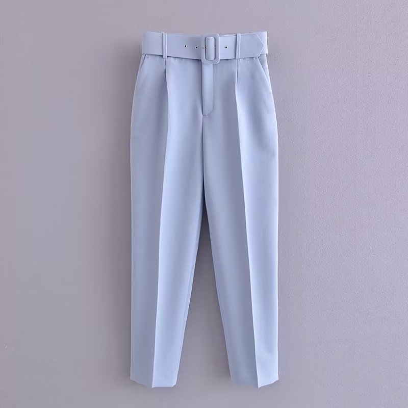 Orange Pencil Pants Women Black High Waisted Woman Trousers Autumn Office Wear Pants for Women Belt Casual Women's Pants