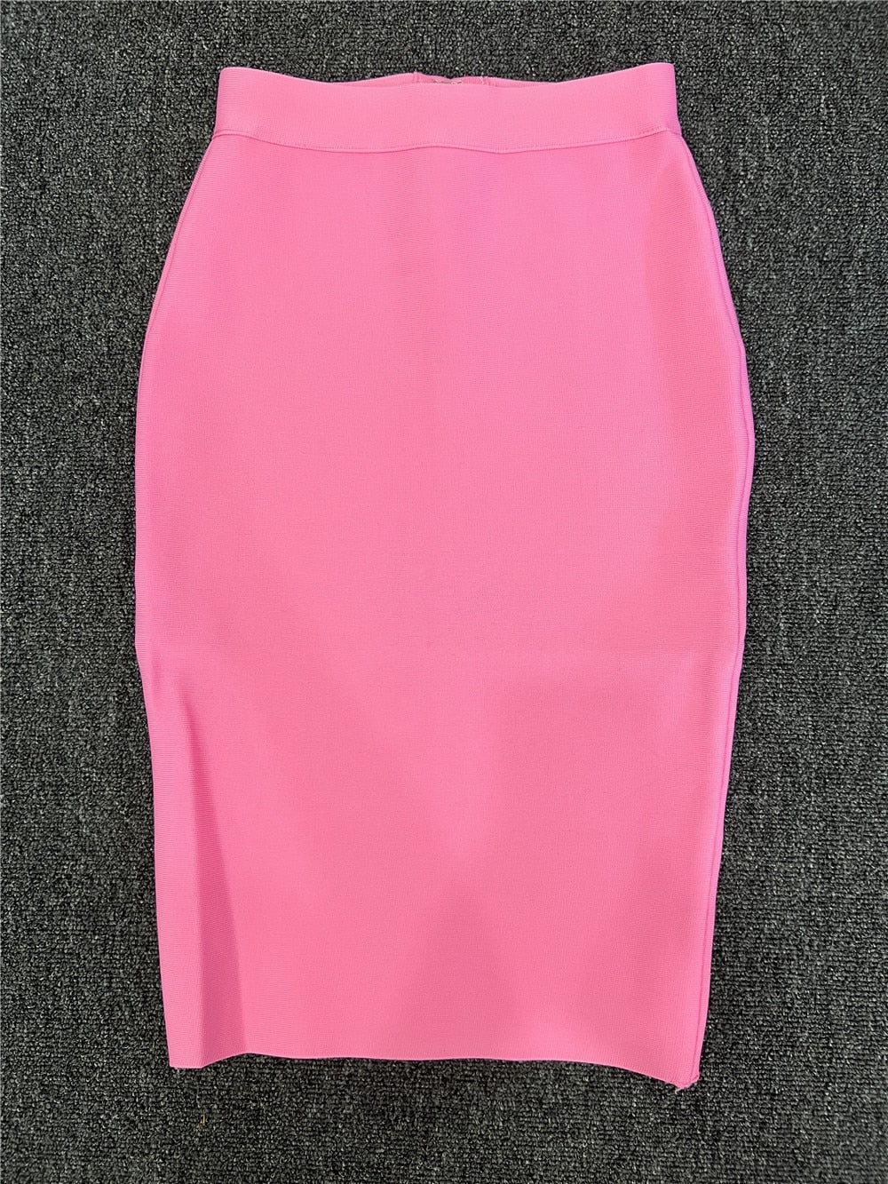 60CM Knee Length Stretch Bandage Skirts Women Candy Color Bodycon Pencil Skirt Ladies Elegant Office Business Formal XL XXL