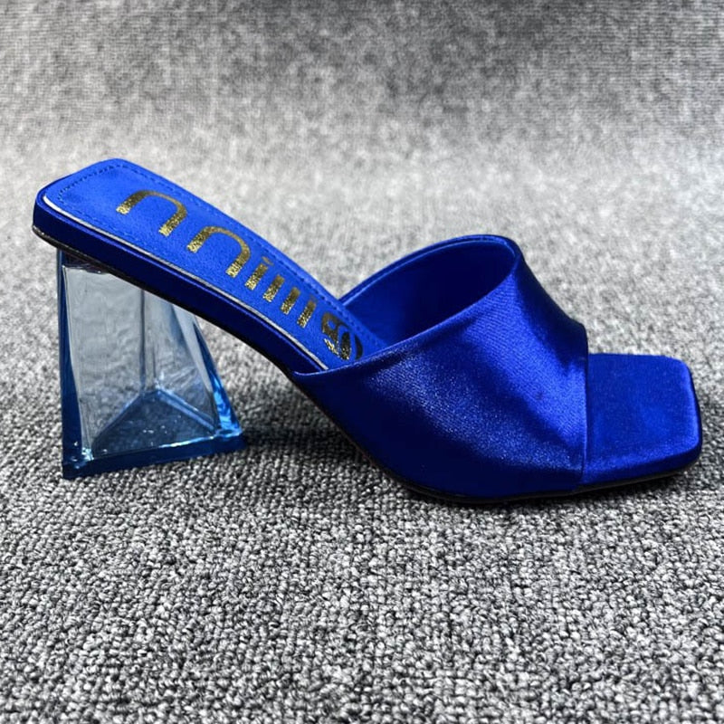 Women Pumps Sandals Spring Summer New 2023 Casual Slides Female Shoes Square Toe Luxury Designer Ladies High Heels Slippers