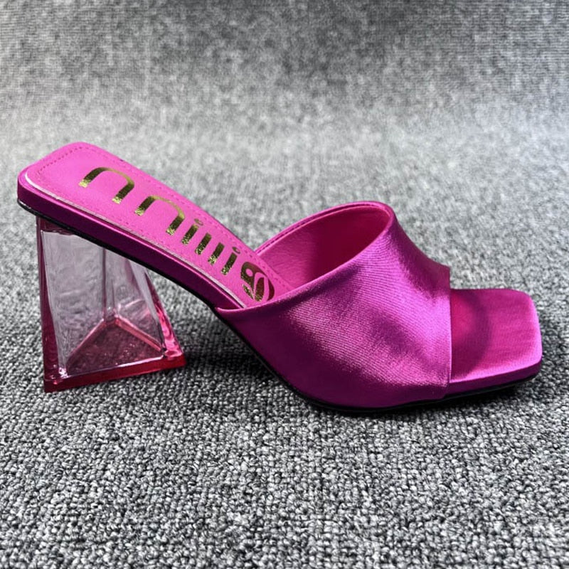 Women Pumps Sandals Spring Summer New 2023 Casual Slides Female Shoes Square Toe Luxury Designer Ladies High Heels Slippers