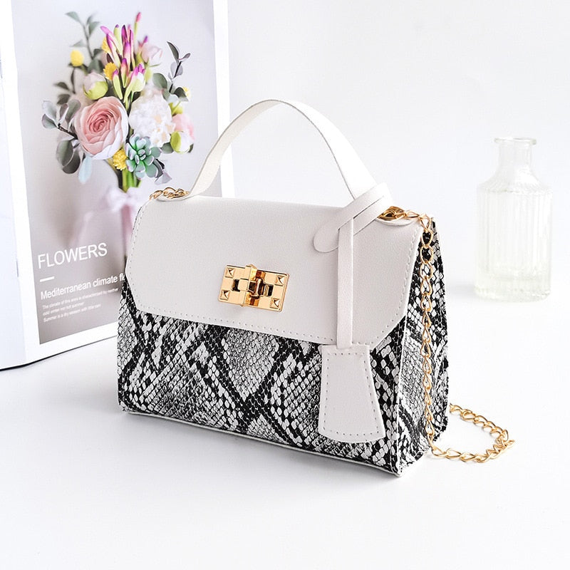 2022 New Messenger Bag for Women Trend Luxury Handbags Camera Female Cosmetic Bag Chain Snake Print Crossbody Shoulder Bags