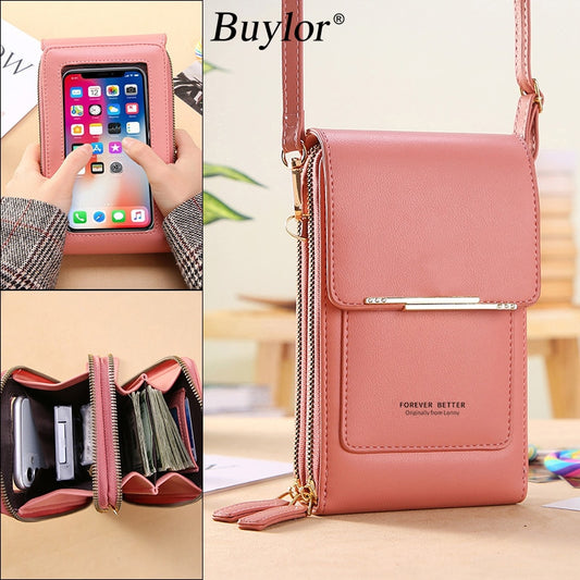 Buylor Bolsas Women&#39;s Bag 2023 Trend Handbags Soft Leather Wallets Touch Screen Cell Phone Purse Fashion Crossbody Shoulder Bags