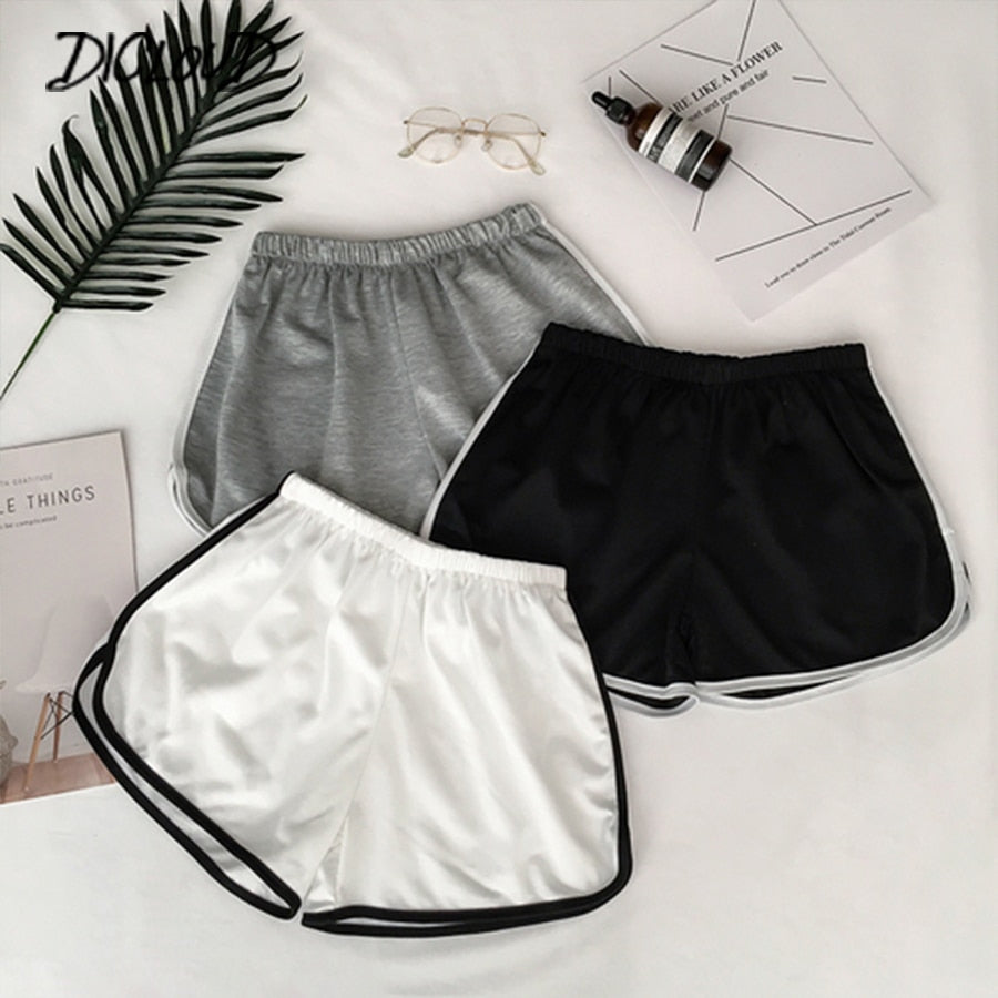 Simple Women Casual Shorts Patchwork Body Fitness Workout Summer Shorts Female Elastic Skinny Slim Beach Egde Short Hot