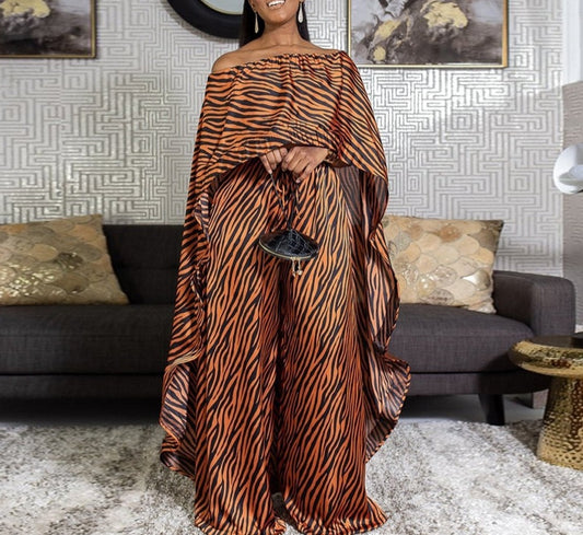 2 Piece Set Women Africa Clothes 2022 African Dashiki New Fashion Two Piece Suit Long Tops + Wide Pants Party Big Size For Lady